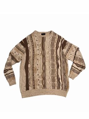 Coogi Style Cotton On Garments Sweater 3D Print Chucky Tan Brown Mens XXL